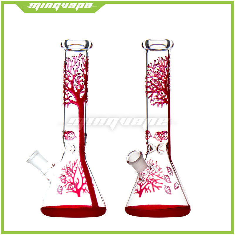 

10.2 inch Glass Bubbler Bong water pipes smoking beaker dab rig red tree oil burner ash catcher bubblers hookah with removable bowl and downstem