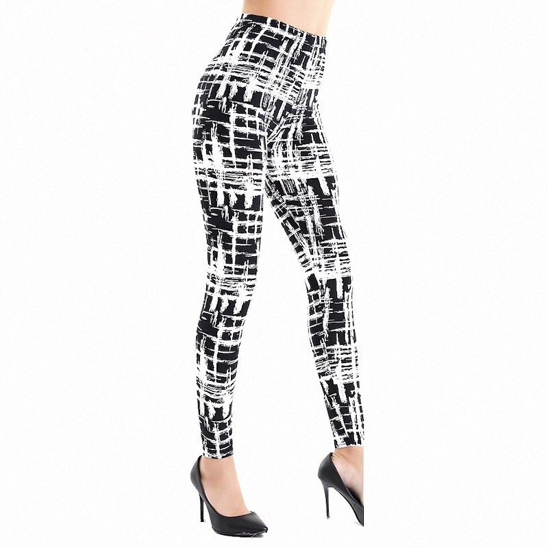 Women's Sporty Leggings Print Full Length Pants Gym Yoga Stretchy Plaid Checkered Comfort Sports High Waist Skinny Blue Wine Black Fuchsia G