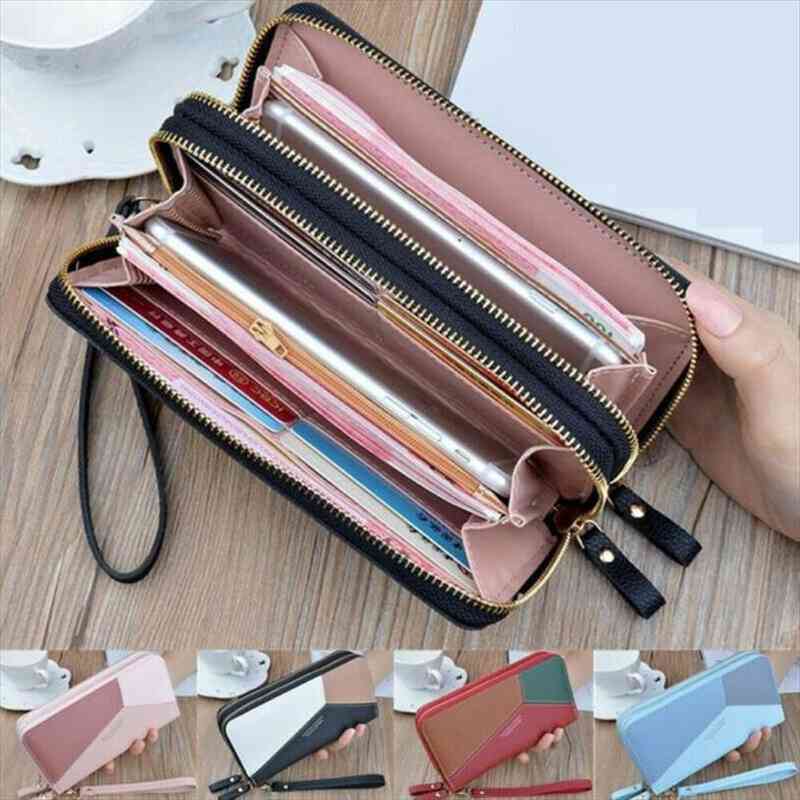 

tassel wallet women long cute leather wallets zipper portefeuille female purse clutch cartera mujer, Red;black