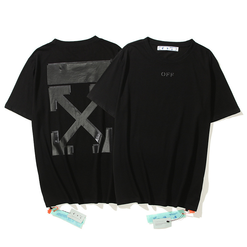 

fashion t shirt 2021 spring summer off 3d stereo black arrow round neck pullover men's and women's short sleeves, White;black