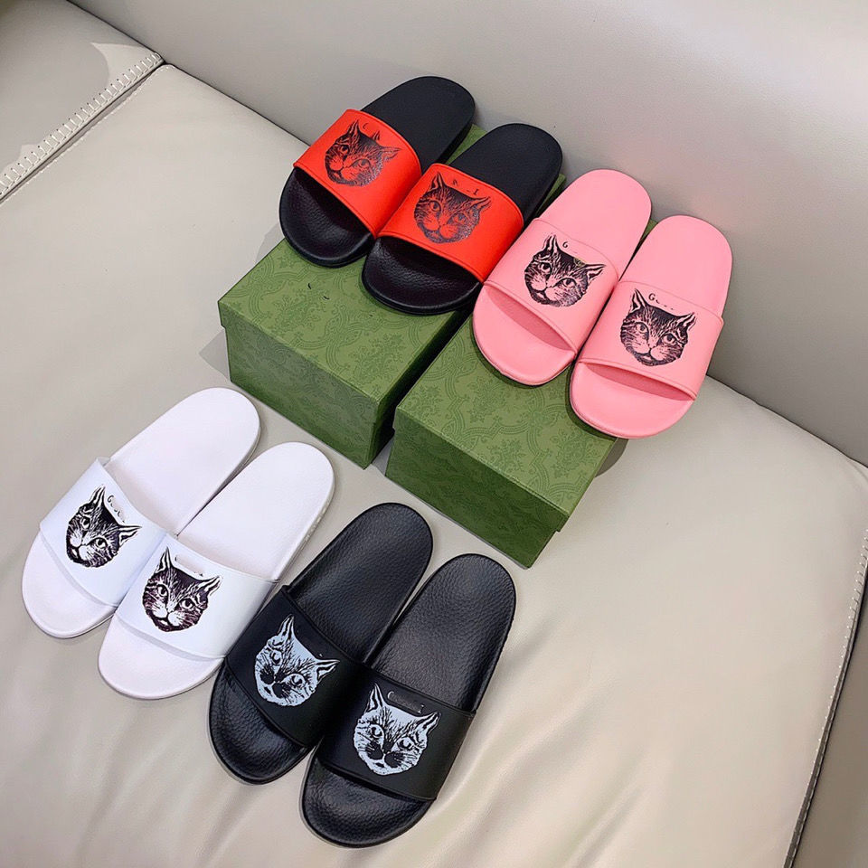 

High End G's Antique Home Fashion Ins Slippers for Men and Women Fashion Home Fashion Letter European Summer Slippers, Black