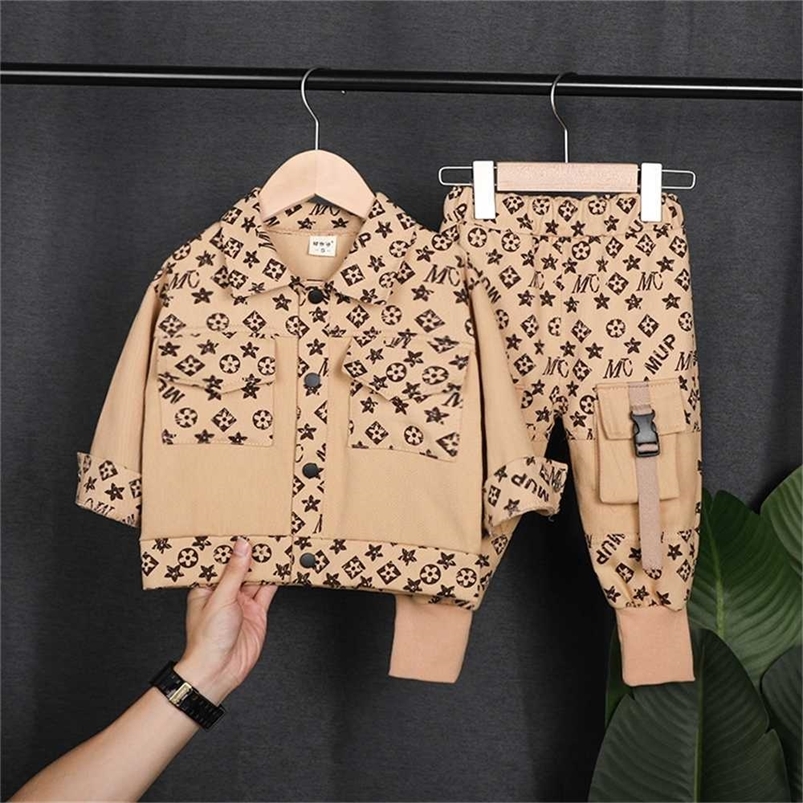 

Kids Denim Cotton Jacket Coat and Pants Clothing Sets Girl Boy Outwear Jeans Fashion Classic Overalls Toddler Baby Trousers Tops Children Suits M32J1V3, Khaki
