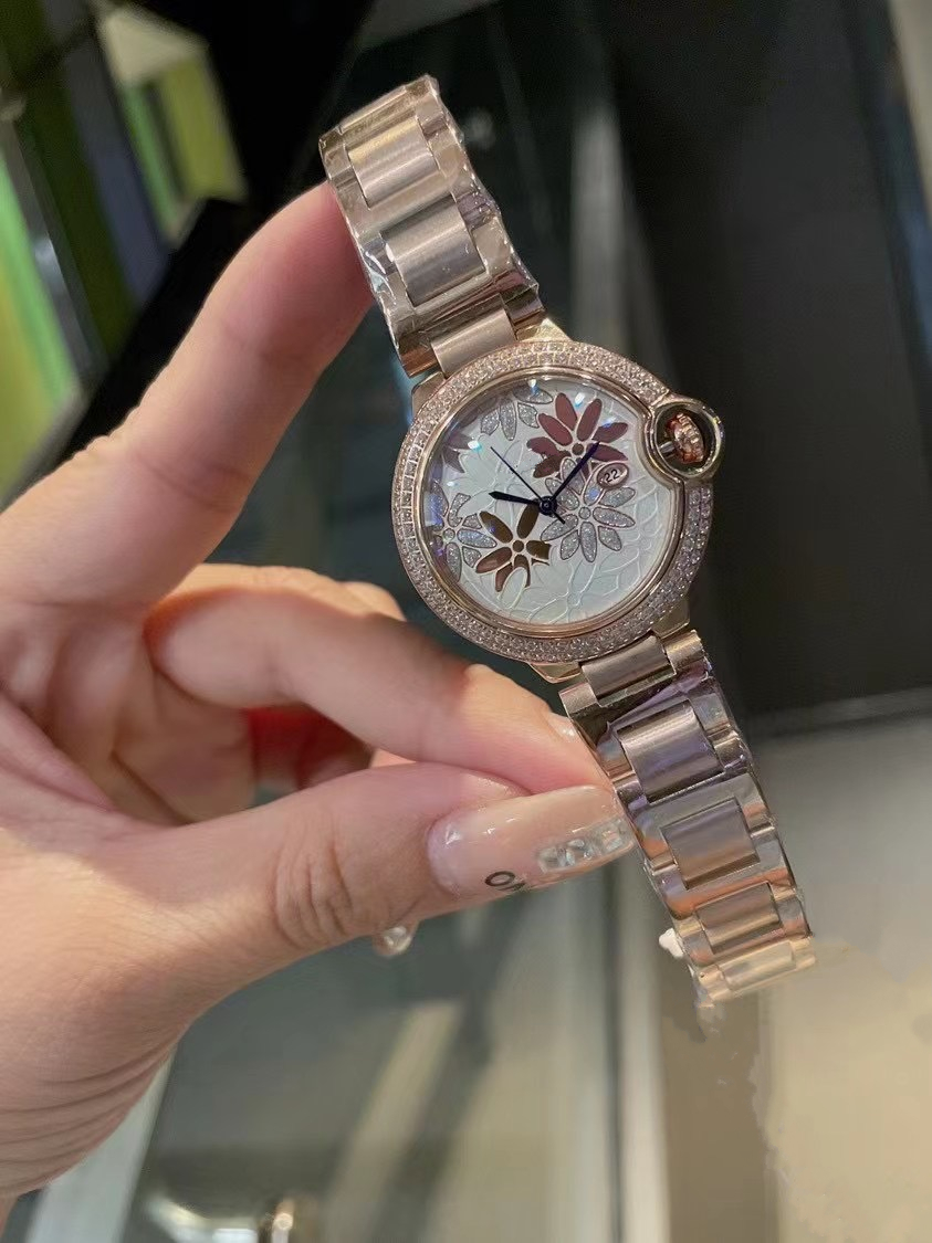

Luxury fashion women 33mm watch quartz battery crocodile grain cowhide/stainless steel strap style wristwatch, Rose gold