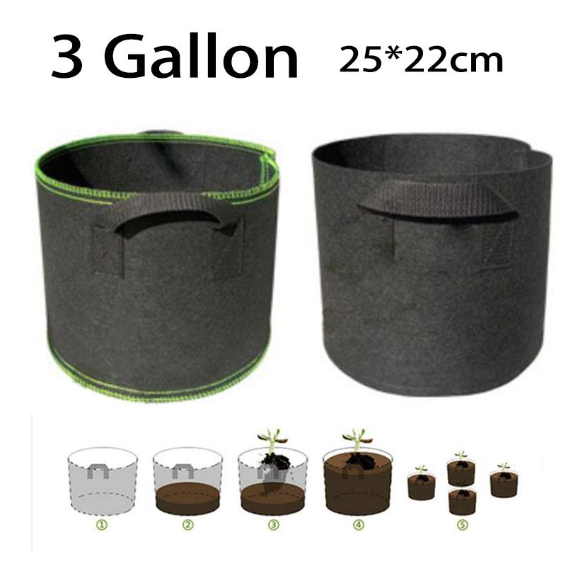 

1/3pcs 3 Gallon Plant Grow Bags Garden Tools Fabric Pot Jardim Home Gardening Flowers Growing Black Or Green Planters & Pots