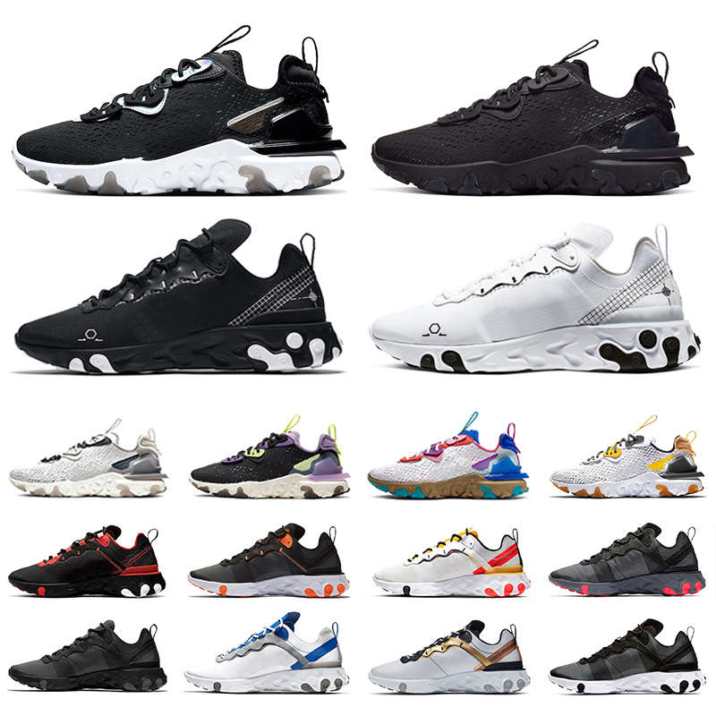 

White black schematic element 55 mens running shoes react vision 87 honeycomb script tour yellow men women trainer sports sneakers, Color#23