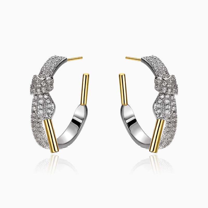 

Dangle & Chandelier Original Design Unique Bow Shoelaces Fashion Gold And Silver Color Matching Knot Earrings Women