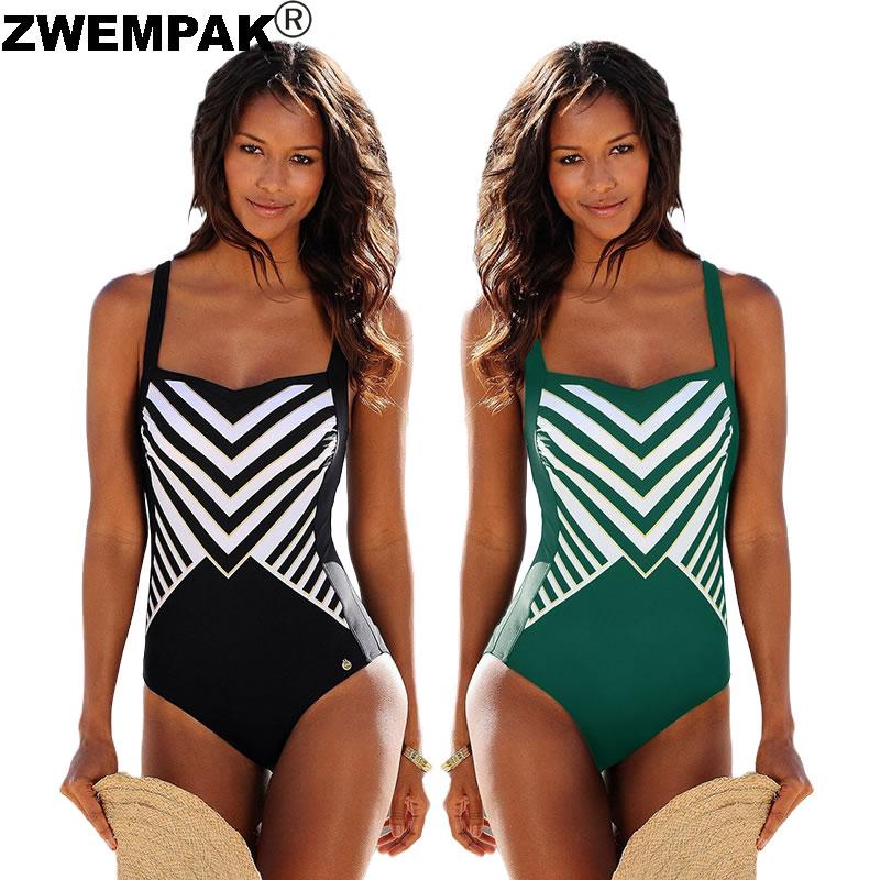 

Women Swimsuit One Piece Striped Printed Swimwear Slim Bodysuit 2021 Female Bathing Suits Summer Monokini Retro One-pieces Suit One-Piece