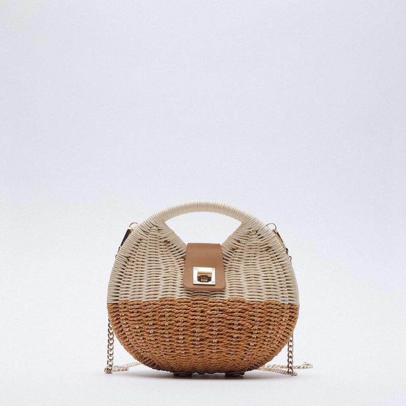 

Shoulder Bags Fashion Shell Box Rattan Women Handbags Designer Brands Luxury Crossbody Wicker Woven Summer Beach Straw Bag 2022, Beige