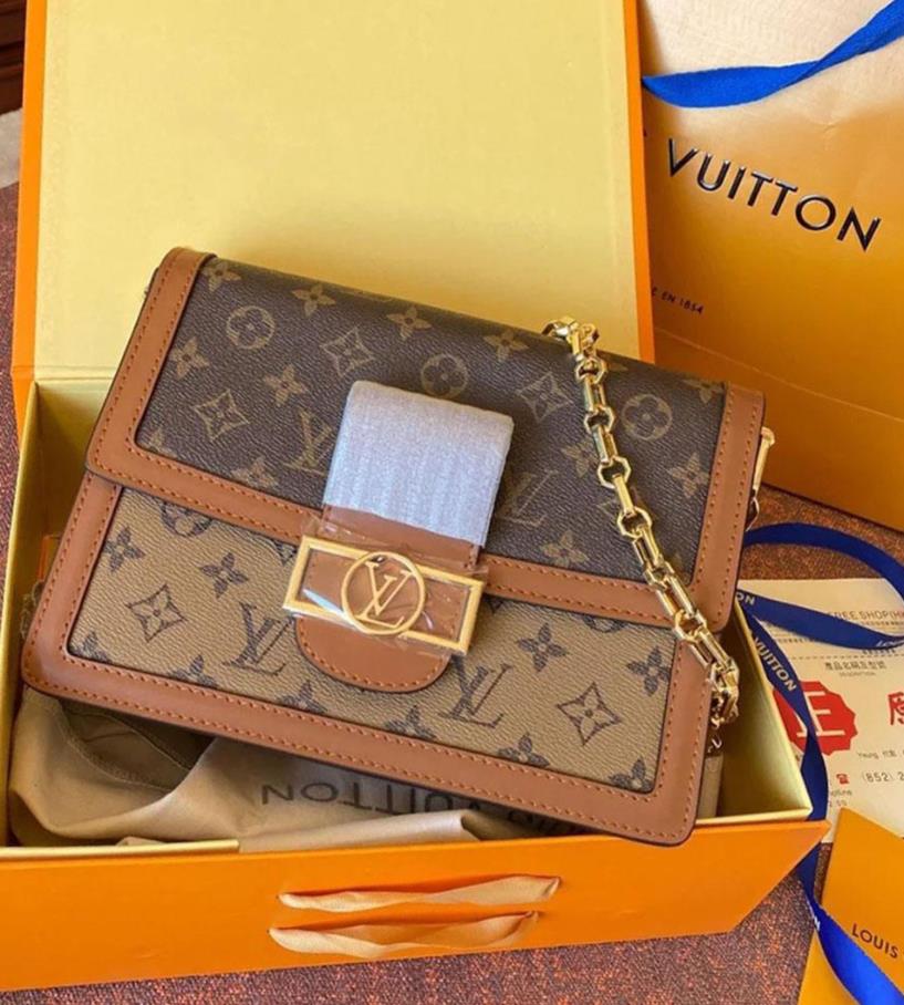 

LVLOUISVITTONYSLVUTTON L-66 wallet Dauphine Handbags Women Luxurys Designers Bags 2021 Tote Genuine Leather handbag Shoulder Bags crossbody bag, M:25cm