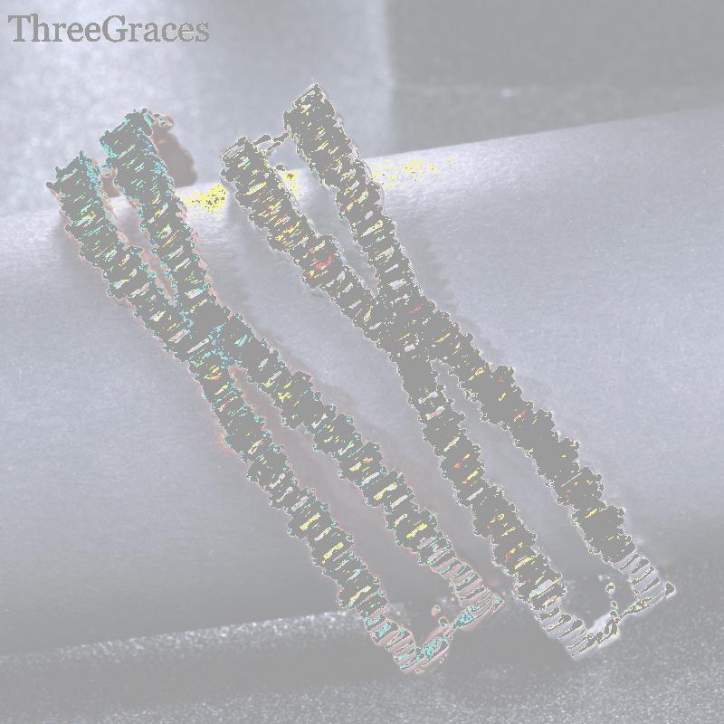 

Bangle ThreeGraces Women Jewelry Cubic Zirconia Multi-Layered Baguette Bracelets Fashion X Shape Cuff For Ladies Gift BA007, Black