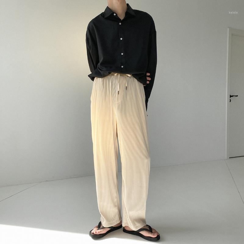 

Men's Pants Casual Loose Straight Leg Trend Wild Handsome Pleated Drape Korean Wide-leg Trousers Slightly Elastic, Black