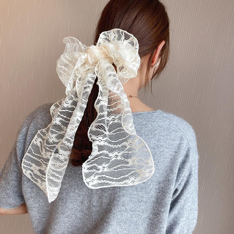 

Scarves French Retro Whole PureTriangle Scarf Lace Hankie Muffler Neckerchief Wrap Foulard Transparent Hat Bag Hair Accessory