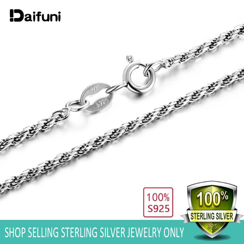 

Sterling Silver 1.2/1.5/1.6/3MM Women Chain Necklace Twist Rope Choker Men's Fashion Jewelry 925 Stamp Chains