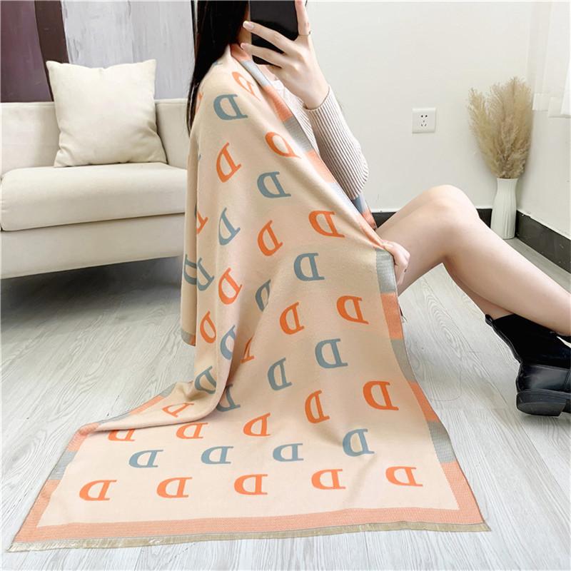 

Scarves Designer Women's Autumn Winter Thick Letters Female Scarf Warm Knitted Women Luxury Cashmere Shawls Fashion Accessories, Blue;gray