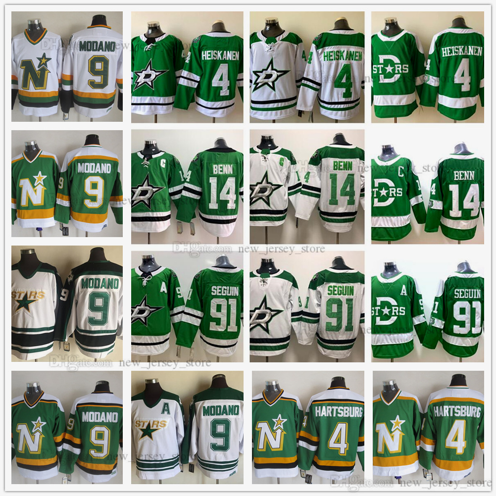 

2021 Winter Classic Dallas Stars Hockey 14 Jamie Benn Jerseys Green White 4 Miro Heiskanen Tyler 91 Seguin CCM Retro 9 Mike Modano Jersey, Black;red