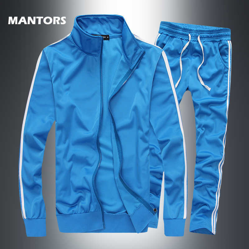Striped Tracksuit Men's Solid Sets Casual Sports Suit Spring Autumn Men Sportswear Zipper Hoodie+Pants Training Suit T200606