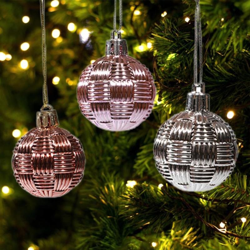 

Christmas Decorations 1 Box Tree Balls Holiday Gift Pendants Glitter Plastic Xmas Party Ornaments For Household