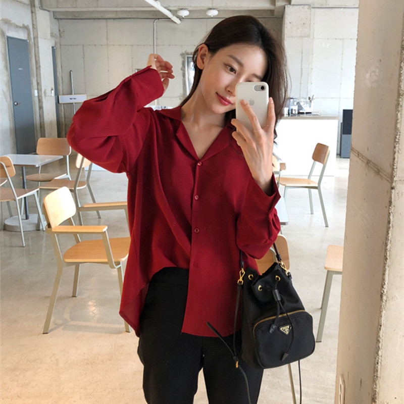 

S-XL 3 colors 2021 spring autumn womens blouse fashion turn down collar office lady style white shirt women tops (G1838