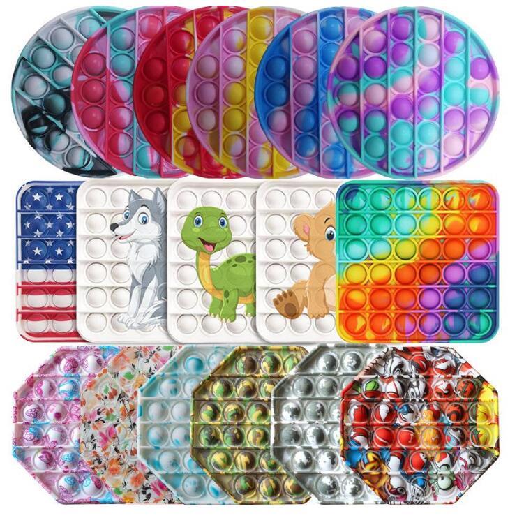 

Dhl ship New Tie Dye Push Pop it Bubble Sensory Fidget Toy Autism Squishy Stress Reliever Adult Kid Pop Fidget Toys