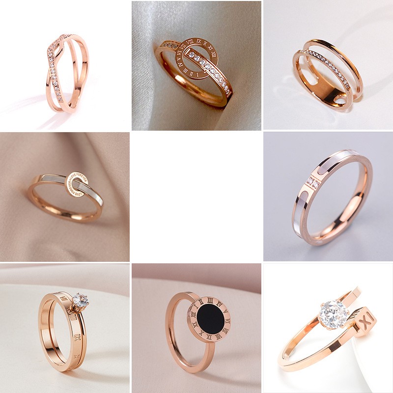 

Korean Classic Style High Quality Rose Gold Plated Ring Anti Allergy Stainless Steel Jewelry Rings for Womens Gift