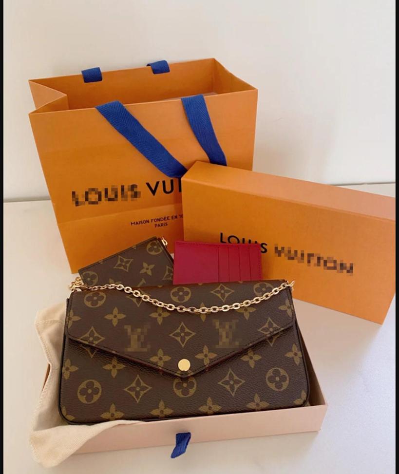 

2021 Top LV Louis Vitton Bags Wallet Female 3 PCS set Bag Designer Handbags Women Shoulder Fashion Messenger Handbags Purse, Red;black