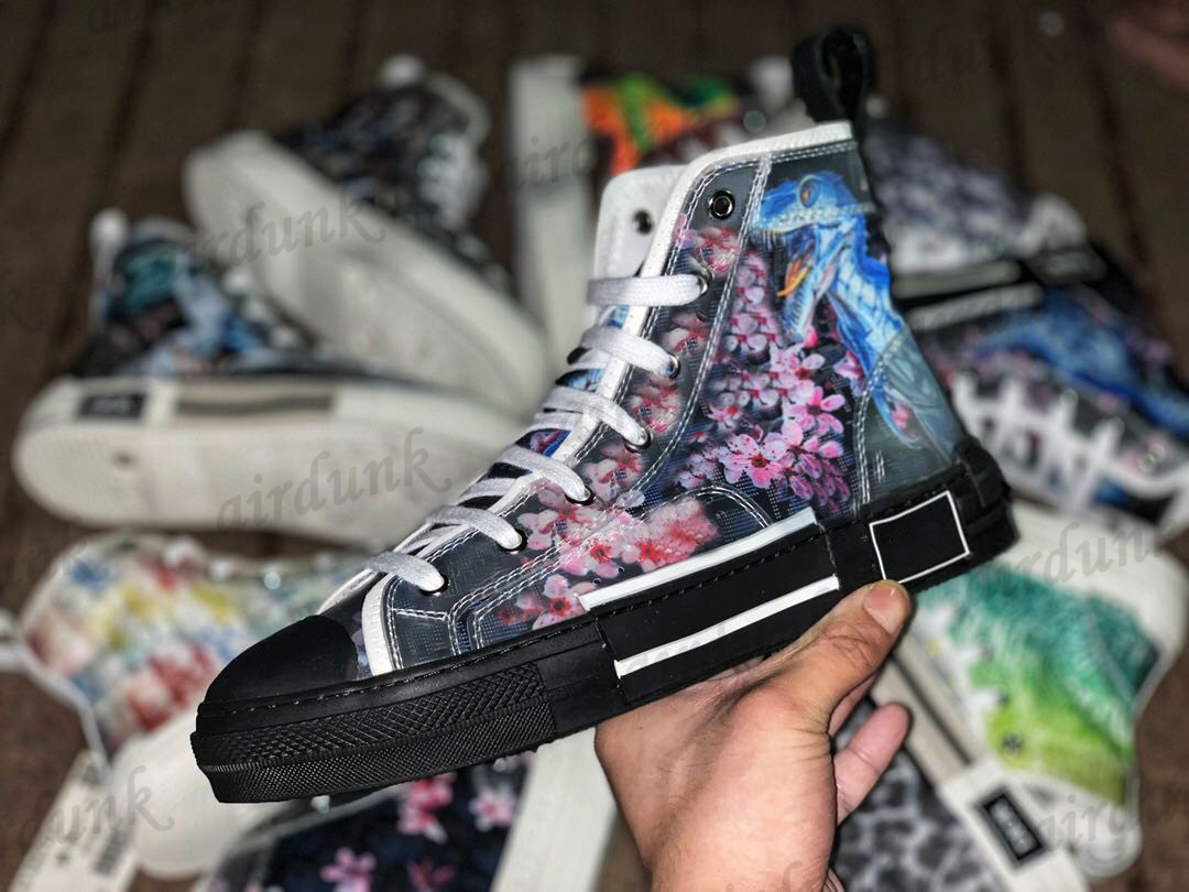 

Designers Men Women Casual Shoes Sneakers B23 Oblique High Low Outdoor Flowers platform Technical Leather Classic Luxurys Canvas Trainers, Black