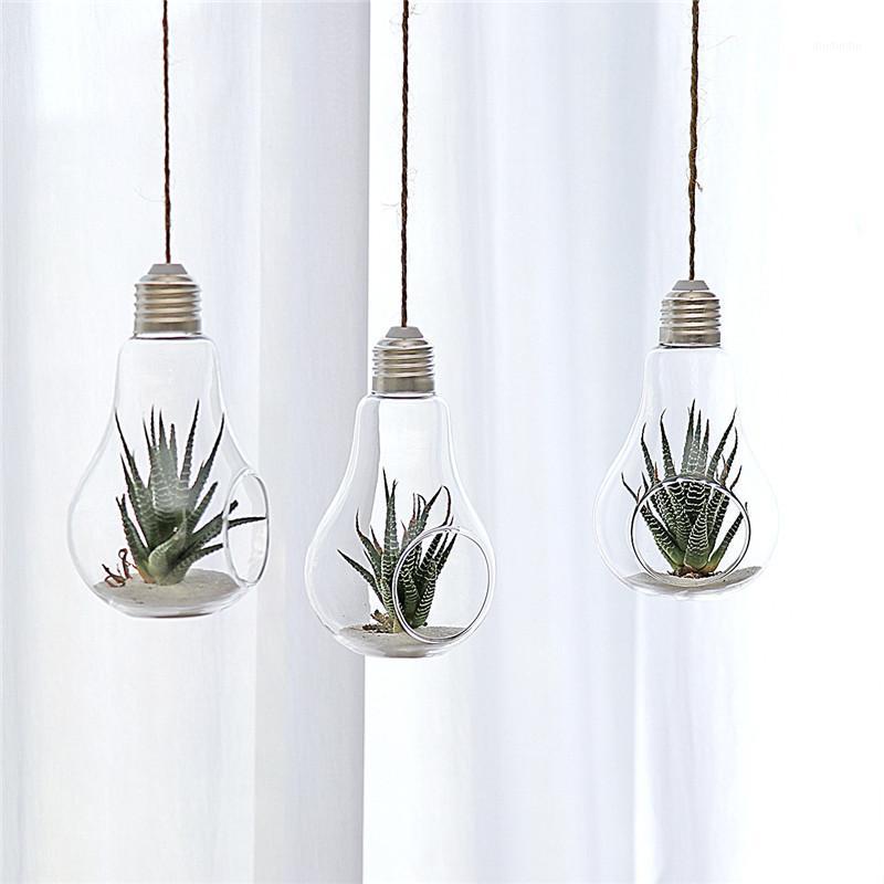 

Storage Bottles & Jars 24 X D8*13cm Hanging Terrarium Flower Plant Glass Vase Light Bulb Shape Home Wedding Decor