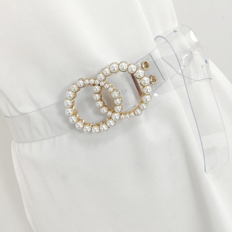 

Belts Transparent Belt White Pearl For Women 2021 Waist Clear Ceinture Femme Plastic Pvc Waistband G Cinturon Mujer, Black