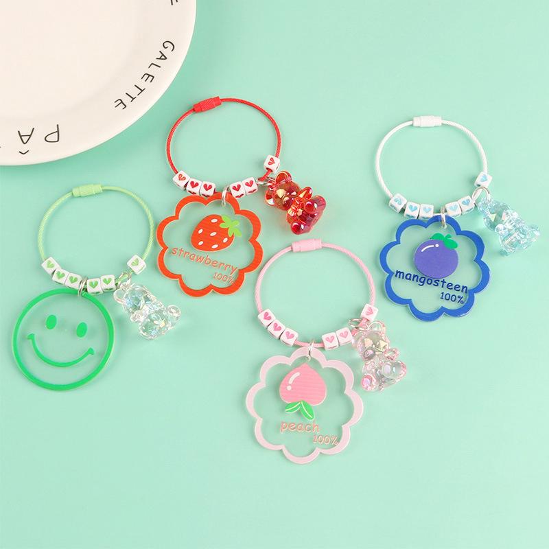 

Keychains Creative Listing Fruit Acrylic Keychain Cute Candy Color Resin Bear Keyring Accessories Couple Women Bag Pendant Key Chains