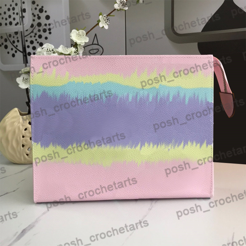 Sac de toilette TIE DYE SACS Pastel Pink Cosmetic Sacs vendus avec Box Poker Imprimer Imprimez des pochettes