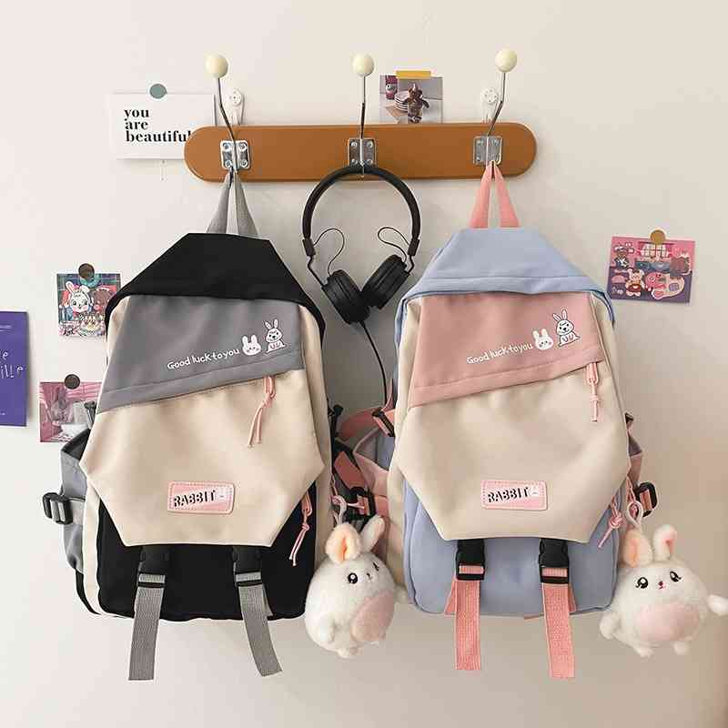 

New Korean leisure contrast nylon schoolbag women's ins backpack lovely Student Backpack, Red
