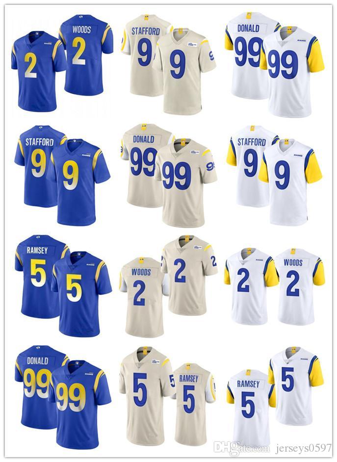 

Men women youth Los AngelesRams2 Robert Woods 99 Aaron Donald 9 Matthew Stafford 5 Jalen Ramsey 10 Cooper Kupp Football Jerseys, Color
