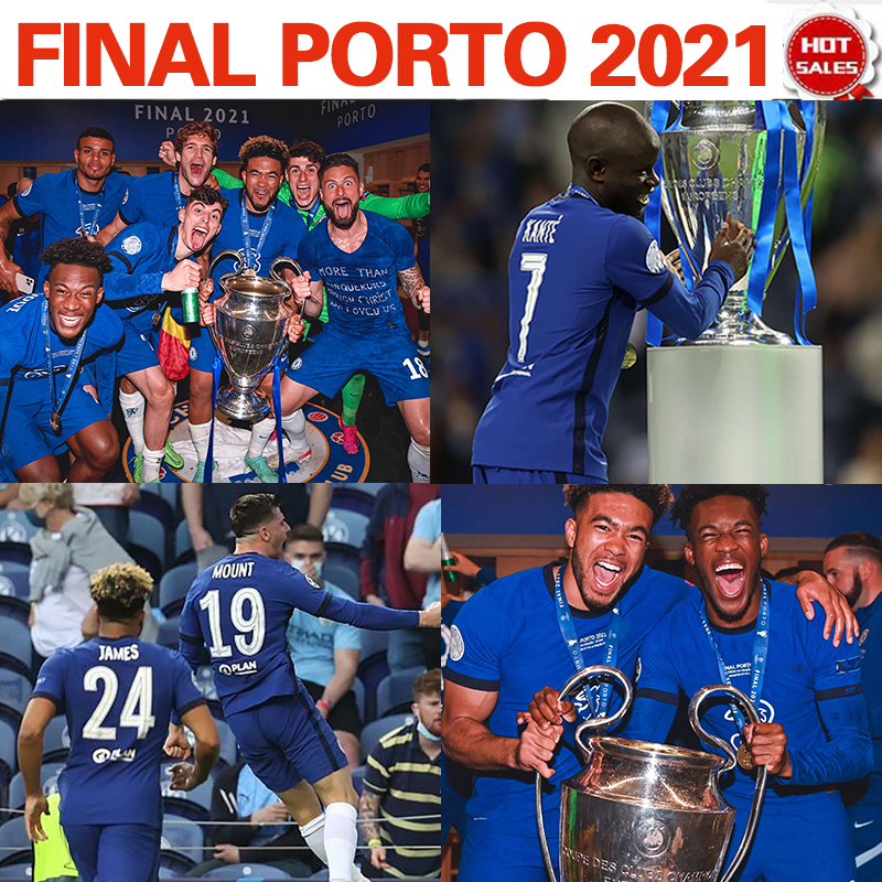 

Final 2021 Version The Blues Soccer Jersey KANTE HAVERTZ MOUNT PULISIC Home soccer shirt CL Cup font football uniforms -4XL, No name no number