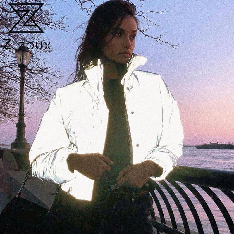 

Women Parkas Cotton Padded s Coats Winter Thickened s Jackets Reflective Luminous Short Parka Tops 210524, Gray