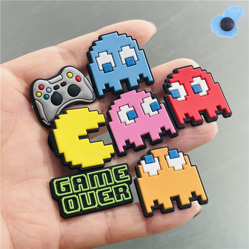 

Wholesale 100Pcs+ Eat Beans Hot Game Sandals PVC Shoe Charms Buckles Decoration Accessories Plastic ornaments Jibbitz for Garden Croc shoes DIY Bracelets