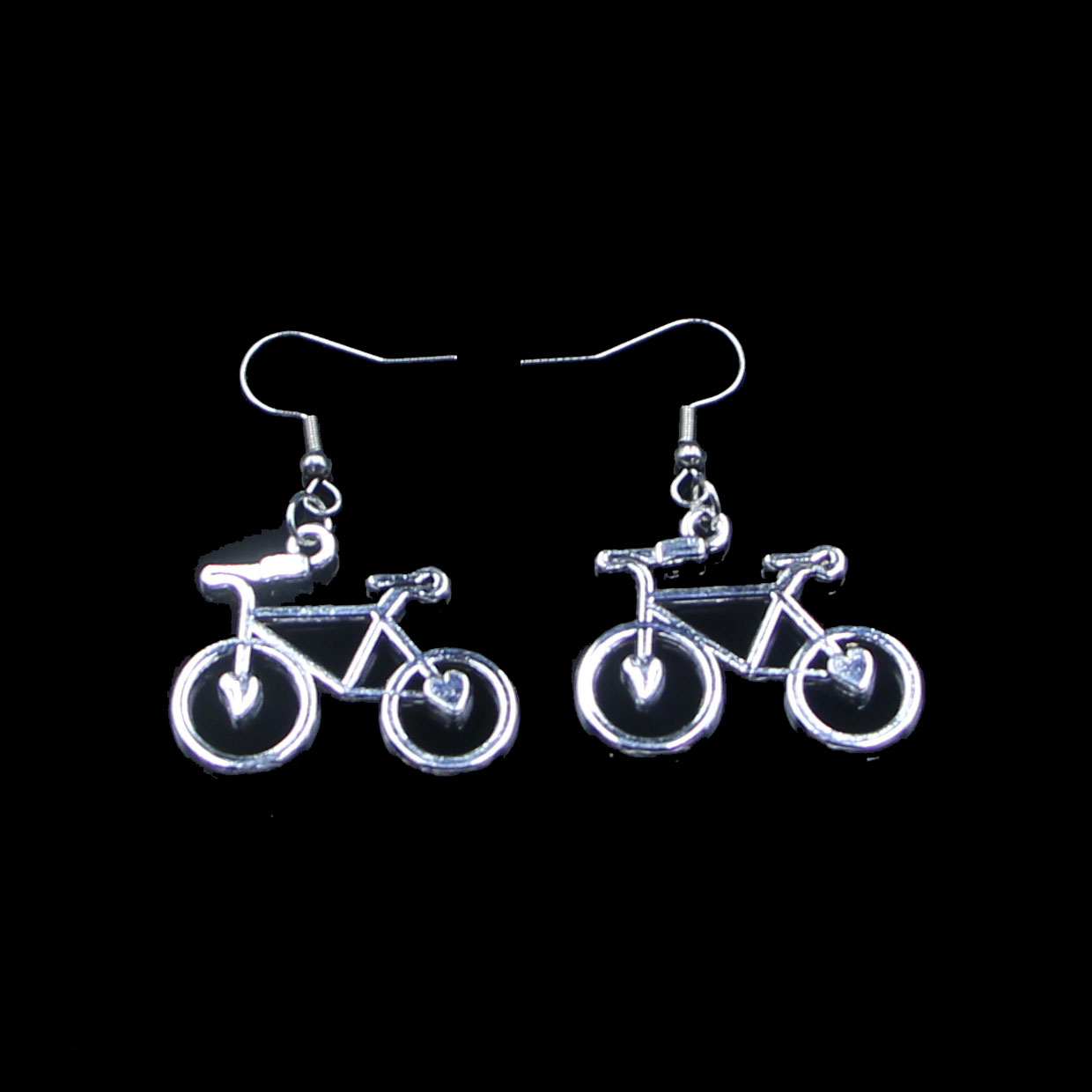

New Fashion Handmade 31*23mm Bike Bicycle Earrings Stainless Steel Ear Hook Retro Small Object Jewelry Simple Design For Women Girl Gifts, Silver