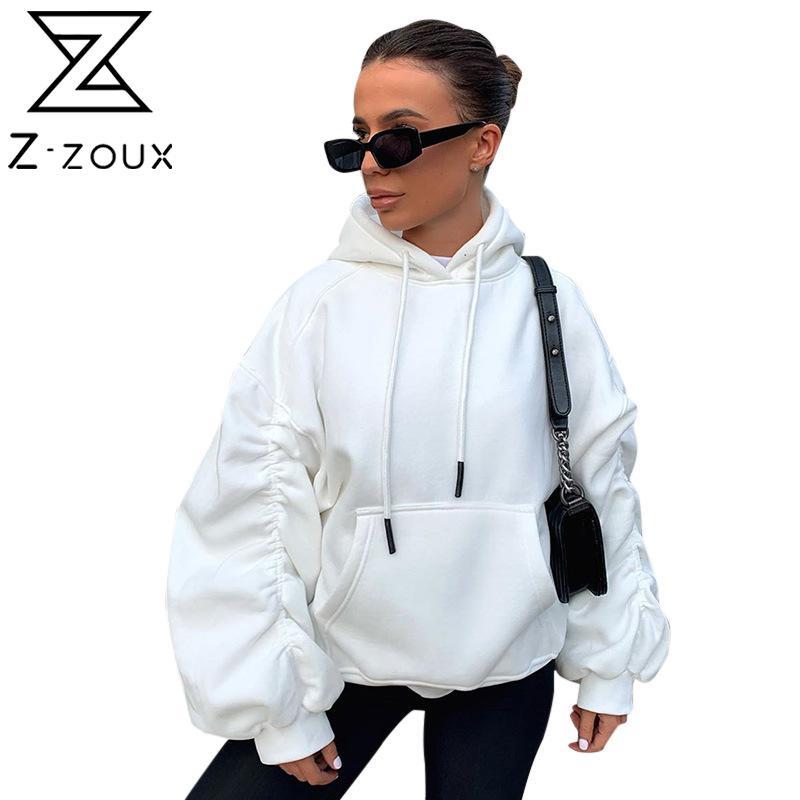 

Women Hoodie Cotton Hooded s Sweatshirts Pullove Long Sleeve Solid Tops All Match s Hoodies Autumn Winter 210524, White