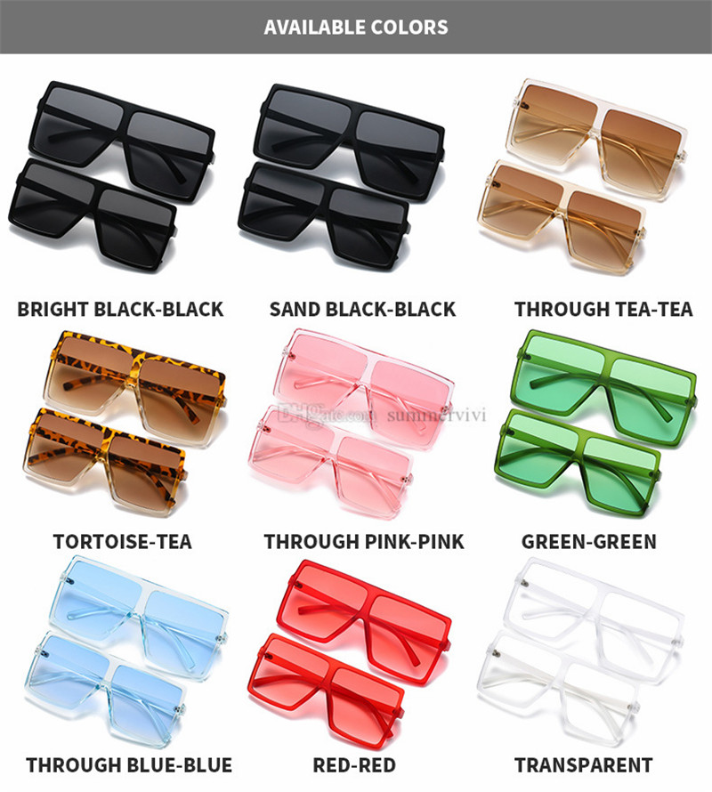 

Fashion Kids big Square frame sunglasses children Uv protection goggles mother and daughter matching beach glasses A7389