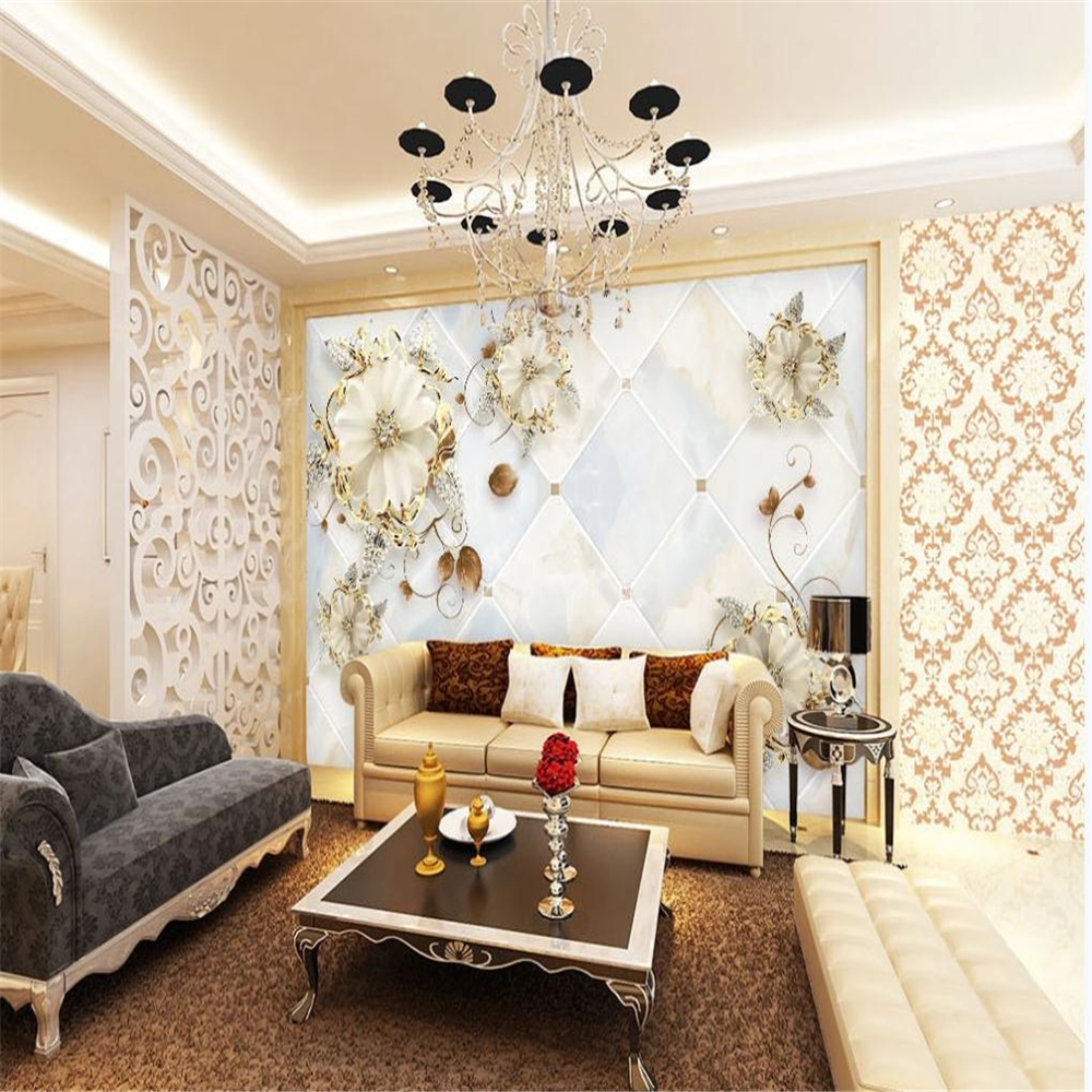 

European style marble jewelry wallpapers art TV background wall 3d murals wallpaper for living room, Gold