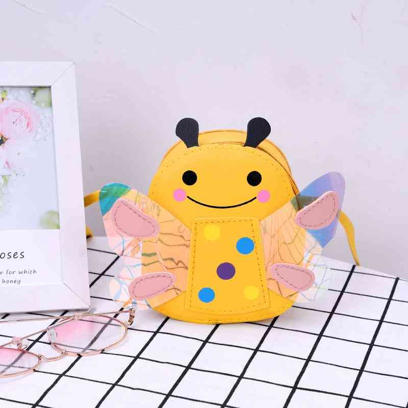

2021Children's new little bee model cartoon cute baby fashion zero wallet slant across small bag, Light blue slice