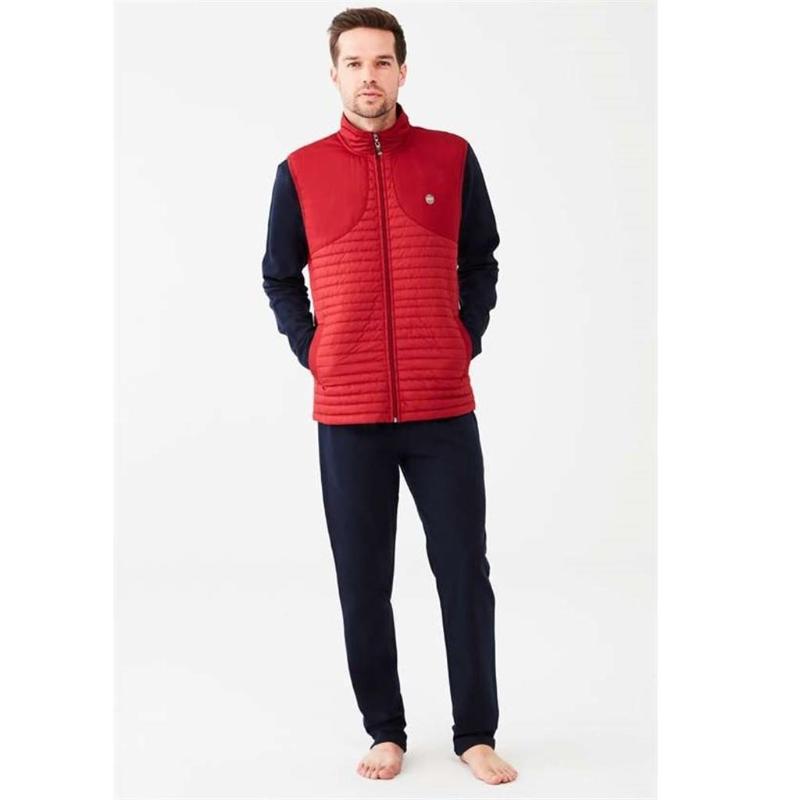 

Men's Pants Mode Collection 3-Piece Quilted Vest Tracksuit Set, Black