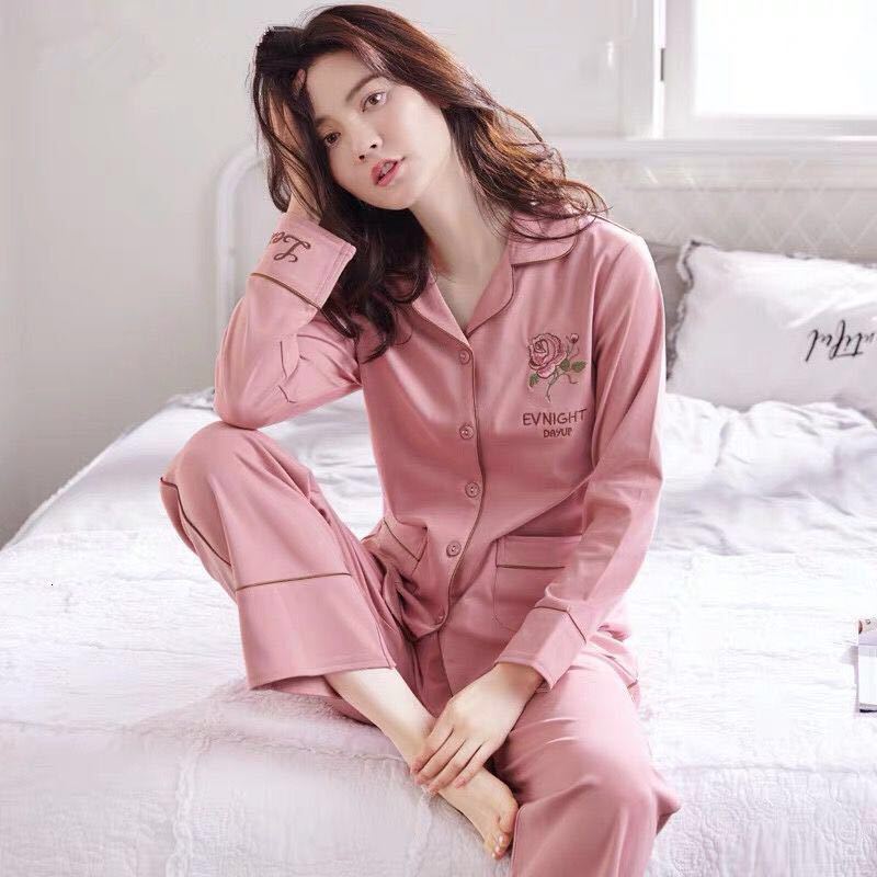 Cotton Pure Pajamas Women&#039;s Spring and Autumn Long Sleeve Winter Large Summer Suit Home Clothes Can Be Worn Out-image-702723531