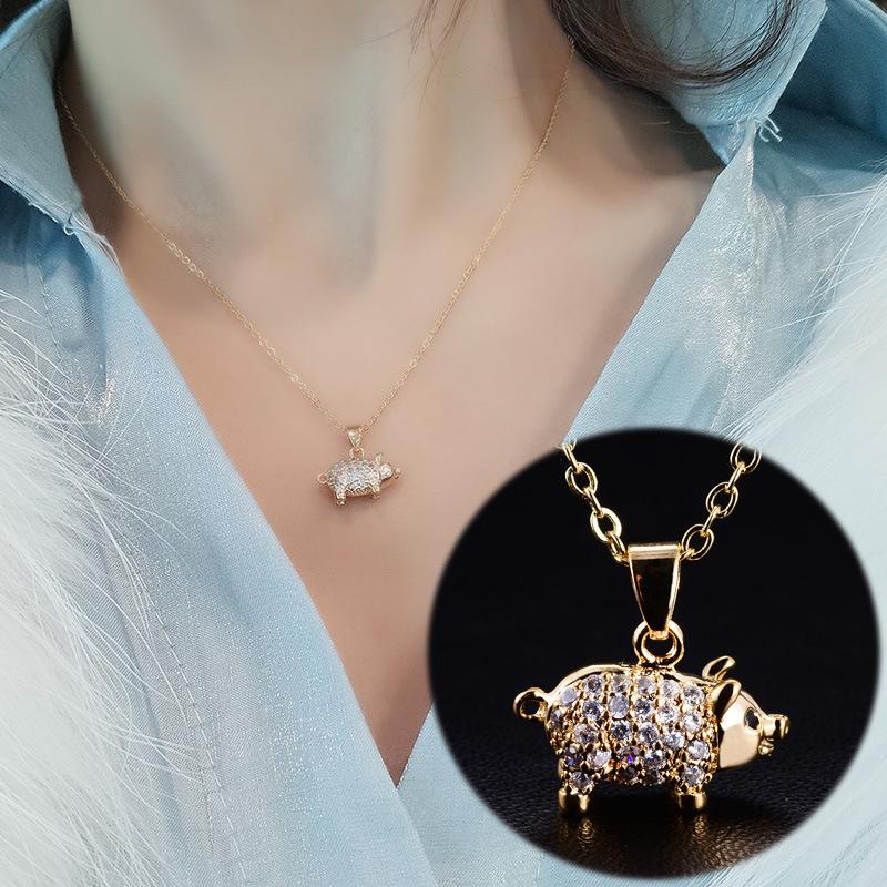 

Pendant Necklaces Fashion Trend Female Year Of Life Pig Zircon Necklace Simple Live Wholesale Zodiac Jewelry