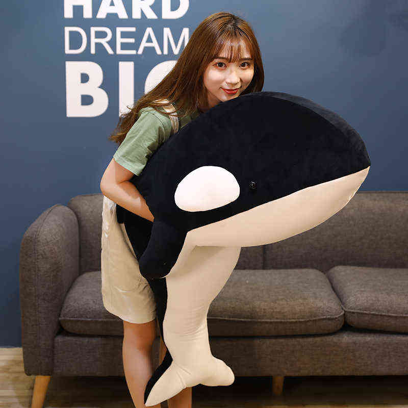 

60/80cm Cute Killer Whale Plush Doll Pillow Soft Orcinus orca Black and White Whale Fish Plush Toy Stuffed Shark Baby Toys Gift AA220314