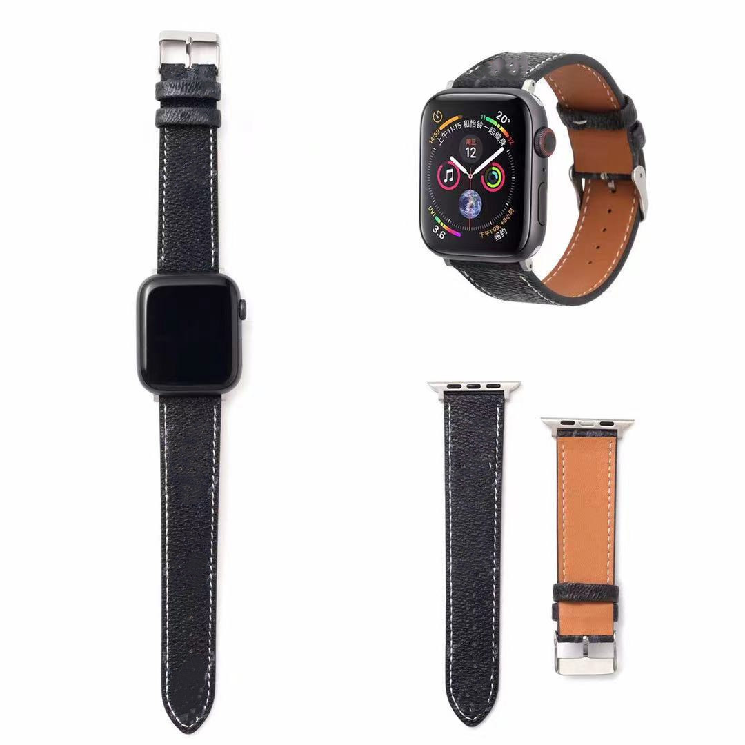 

luxury designer WatchBands 42mm 38mm 40mm 44mm iwatch 2 3 4 5 bands Leather Strap Bracelet Stripes watchband Apple Watch Series 6