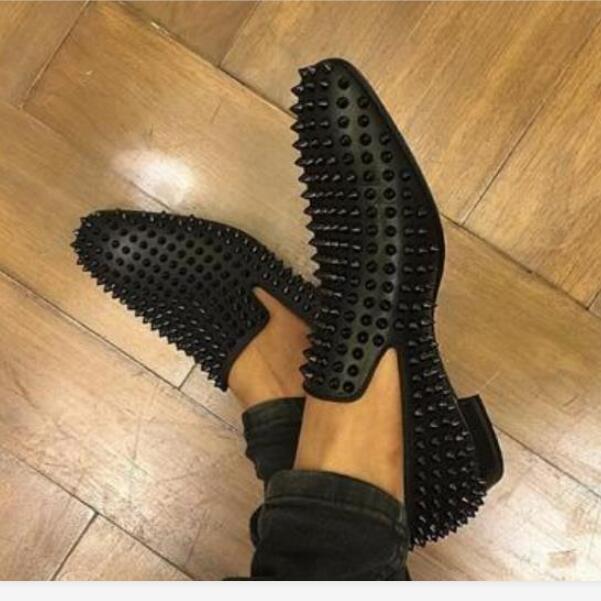 

New fashion mens spiked tassel red bottomLuxury Slip On Dandelion Sneaker Flat Mens Business Red Bottom Loafer Luxury Designer Oxfords Outdo, Black