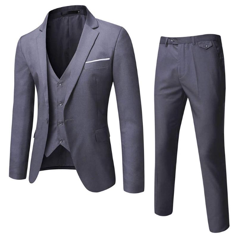 

Men' Suits & Blazers Men’s Suit Slim Fit One Button 3-Piece Blazer Dress Business Wedding Party Jacket Vest & Pants