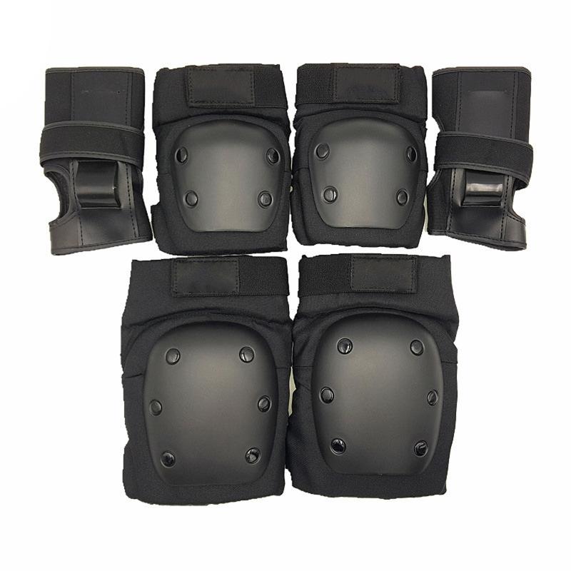

Hats, Scarves & Gloves Sets 6pcs /Kit Black Skateboard Roller Skating Protective Gear Elbow Pads Wrist Guard Cycling Riding Knee