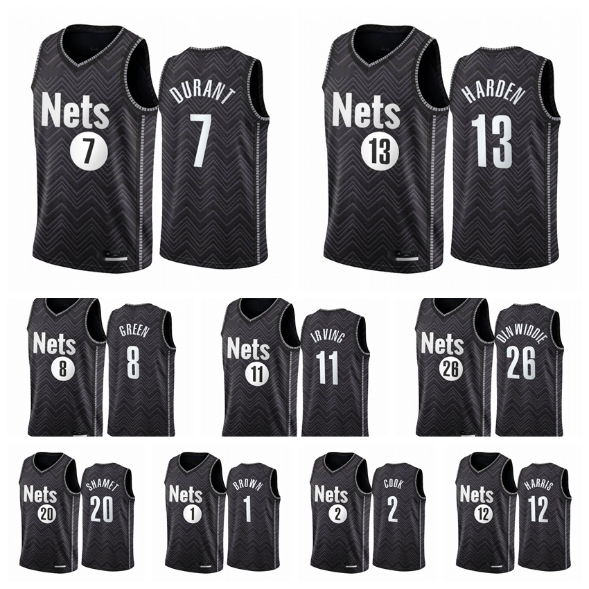 

Brooklyn\rNets\rJames 13 Harden Jersey Kevin 7 Durant 11 Irving Men 2020-21 Earned Edition Black Basketball Jerseys Swingman