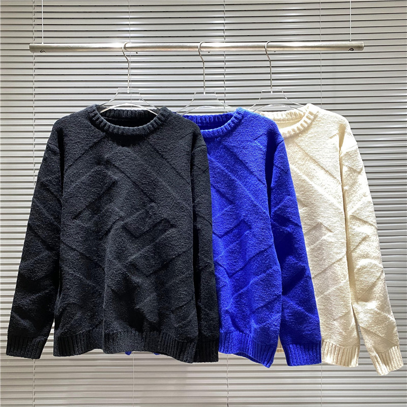 

Männer Pullover Rollkragenpullover Winter Herbstgestrickte langärmelige Farbblockierung gestreifter Pullover Trendy Jugend Slim Style, Blue